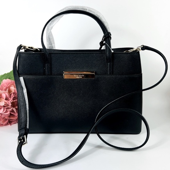 Kate Spade Black Satchel Crossbody Leather Bag NWT - Picture 1 of 16
